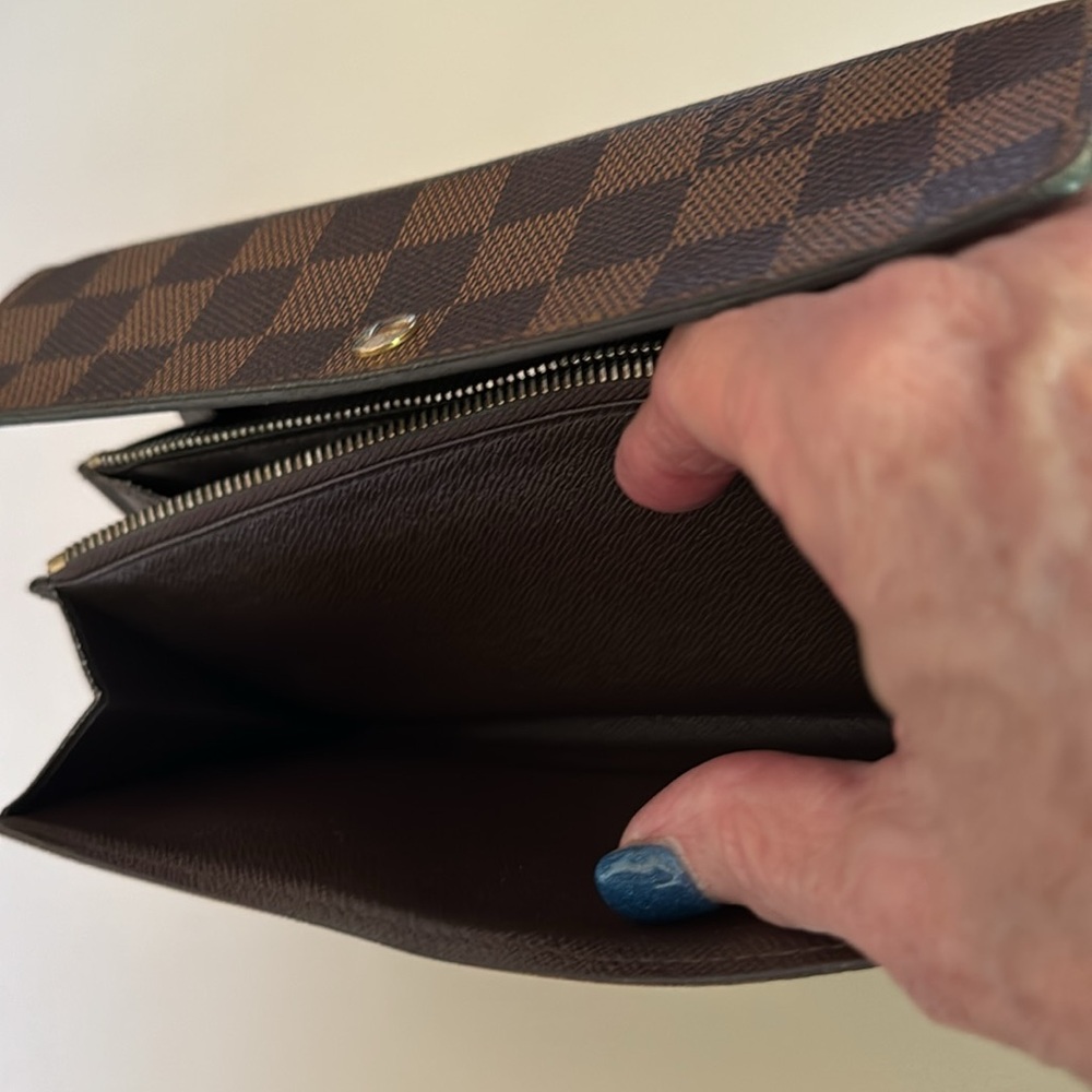 Louis Vuitton Damier Ebene Long Flap Wallet | Snap Closure | Authentic - Picture 13 of 16